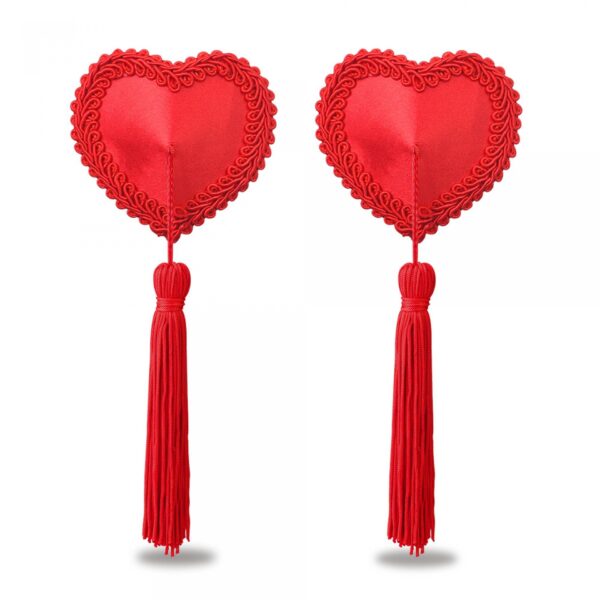 Reusable Red Heart Tassels Nipple Pasties