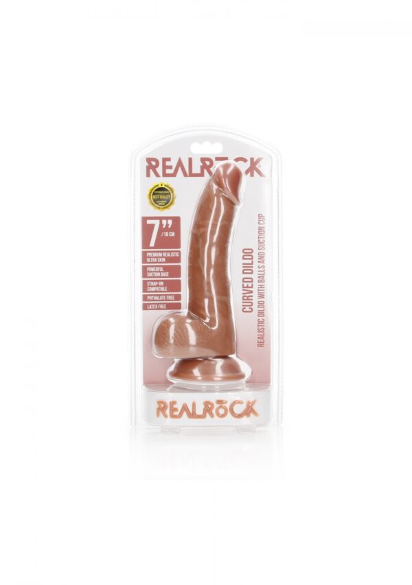 Curved Realistic Dildo  Balls  Suction Cup   7/ 18 cm