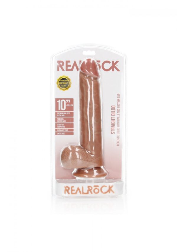 Straight Realistic Dildo  Balls  Suction Cup   10/ 25,5 cm