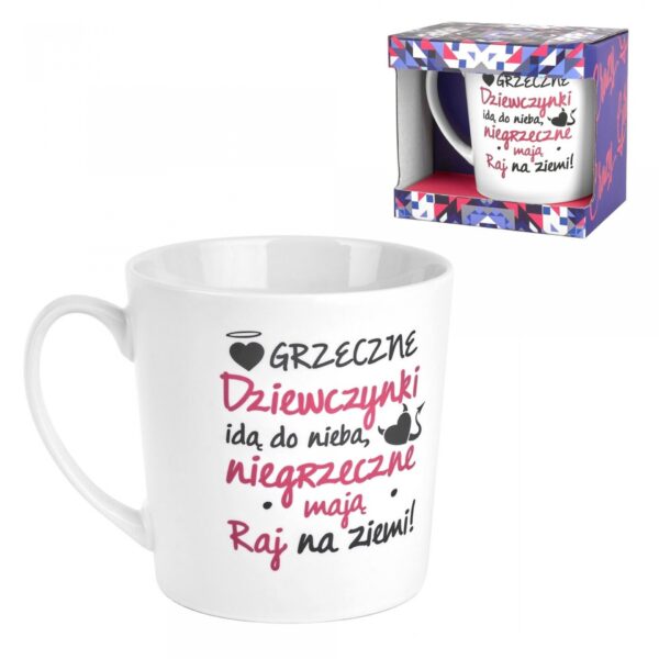 CRAZY GIRL   Kubek NBC matowy 480ml Grzeczne dziewczynki idą do nieba...