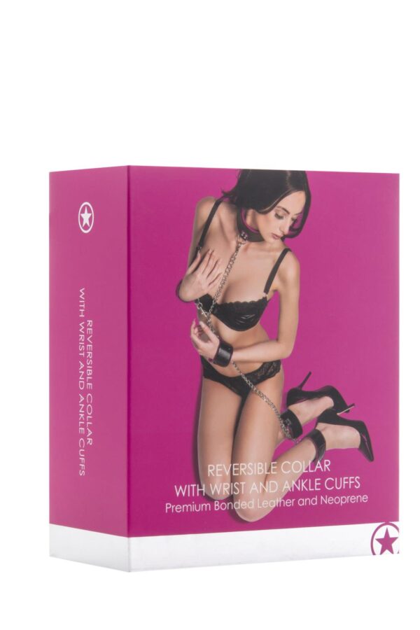 Reversible Collar / Wrist / Ankle Cuffs   Pink