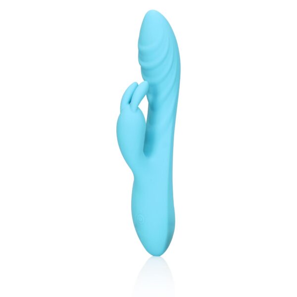 Ribbed Ultra Soft Silicone Rabbit Vibrator   Glacial Blue