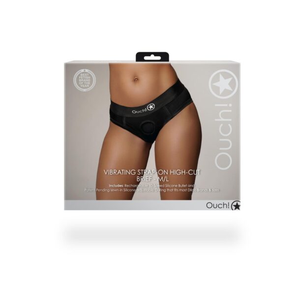 Vibrating Strap on High cut Brief   M/L