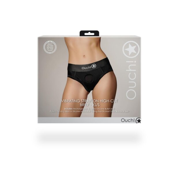 Vibrating Strap on High cut Brief   XS/S