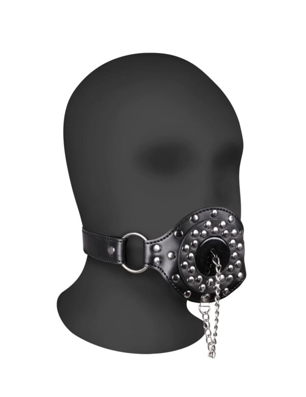 Open Mouth Gag with Plug Stopper   Black