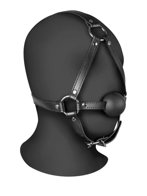 Head Harness with Solid Ball Gag   Black