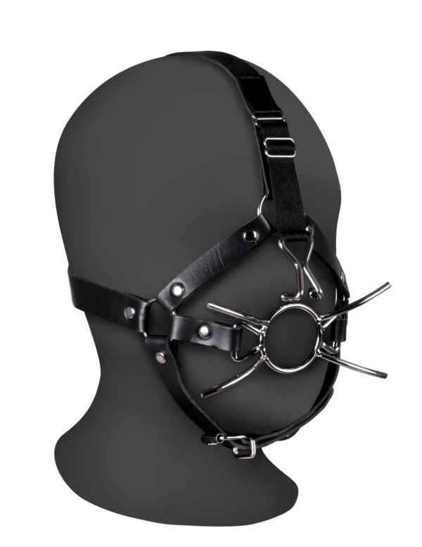 Head Harness with Spider Gag and Nose Hooks   Black
