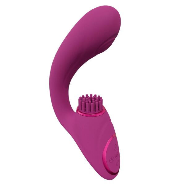 Gen   Rechargeable Triple Action G Spot Vibrator with Pulse Wave  and Vibrating Bristles   Pink