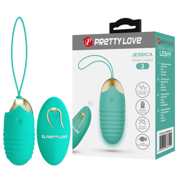PRETTY LOVE   JESSICA Dream chaser 3, Green, Wireless remote control 12 vibration functions