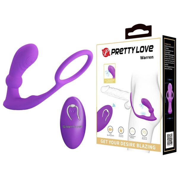 PRETTY LOVE   Warren Purple, Wireless remote control 12 pulse wave settings 12 vibration functions
