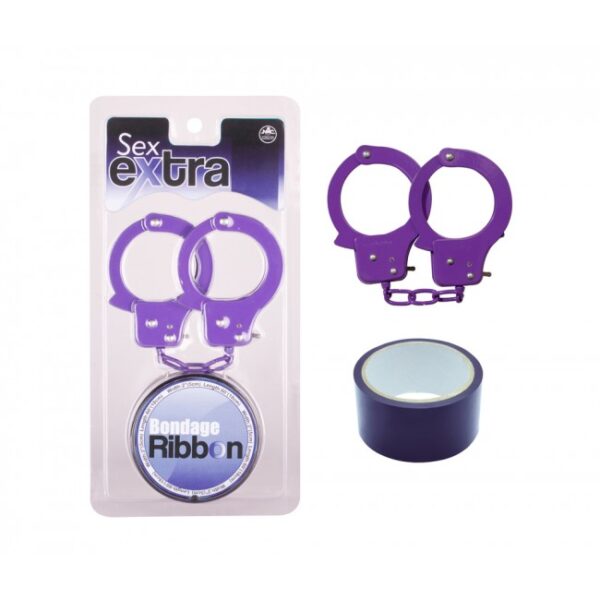 Kajdanki Purple Sex Extra PVC Ribbon and Handcuffs