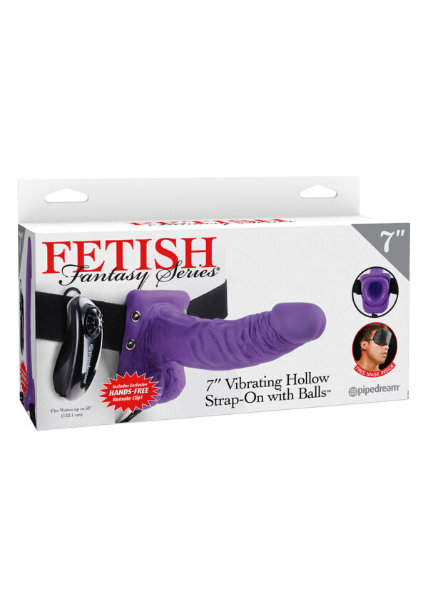 7in. Vibrating Hollow Strap On Purple