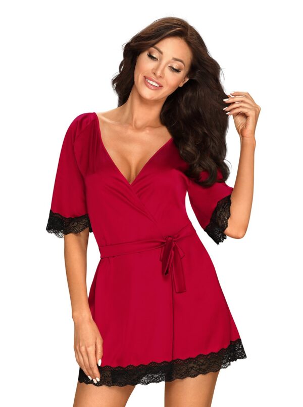 Bielizna Sensuelia szlafrok czerwony L/XL