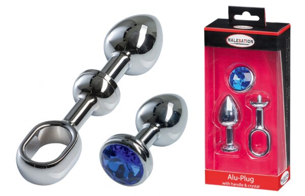 MALESATION Alu Plug with handle & crystal small, chrome