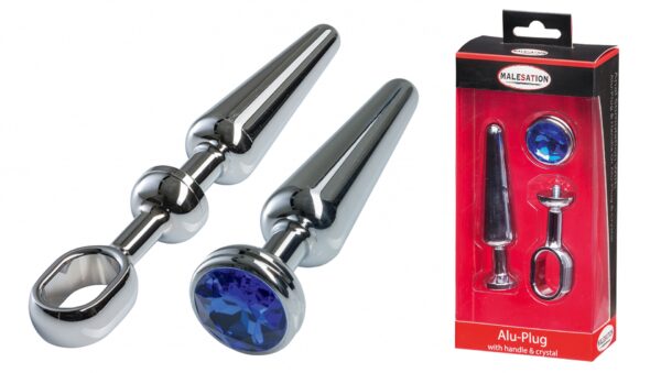 MALESATION Alu Plug with handle & crystal medium, chrome