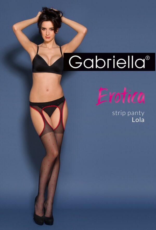 Bielizna Rajstopy cienkie Erotica Strip Panty Lola Czarno czerwone S/M
