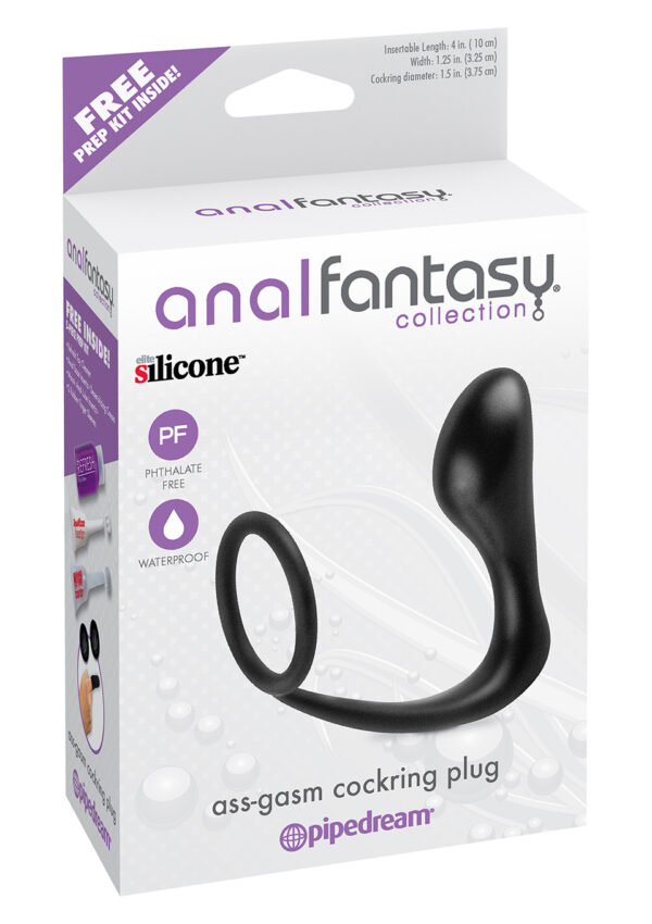 Ass Gasm Cockring Plug Black