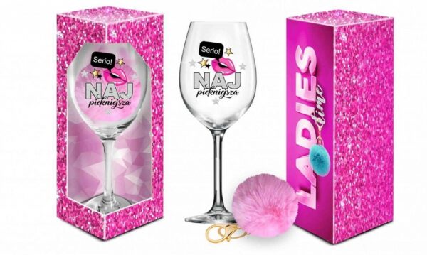 LADIES TIME   kieliszek do wina Signoria 700ml + pompon    Najpiękniejsza