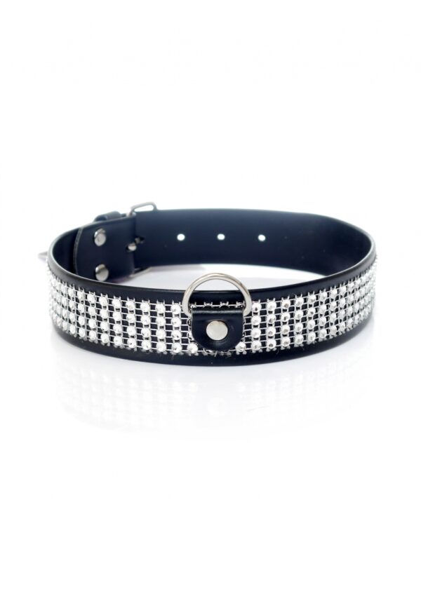 Fetish B   Series Collar with crystals 3 cm silver