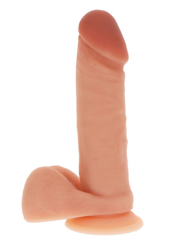 Silicone Dildo 8 Inch w Balls Light skin tone