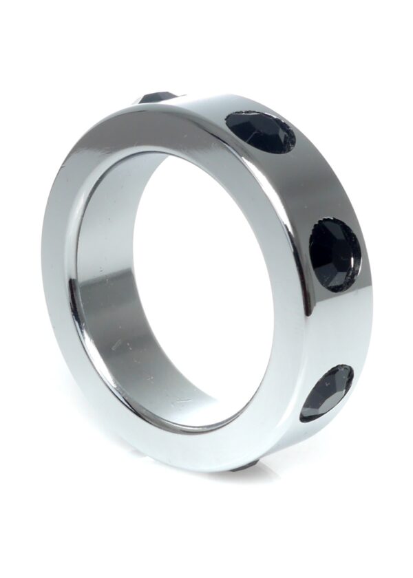 Pierścień Metal Cock Ring with Black Diamonds Medium