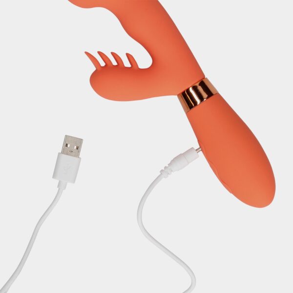 Silicone Rabbit Vibrator with Ribbed Clitoral Stimulator - obrazek 10