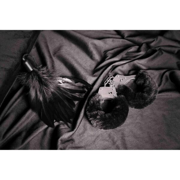 Furry Metal Hand Cuffs   Black - obrazek 10