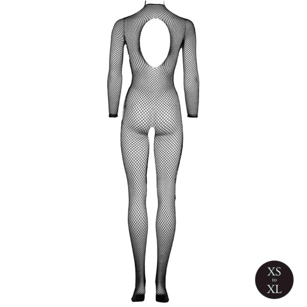 Bodystocking with fishnet structure, open crotch and turtle neck. - obrazek 10