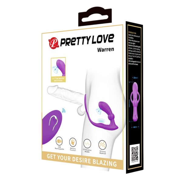 PRETTY LOVE   Warren Purple, Wireless remote control 12 pulse wave settings 12 vibration functions - obrazek 10