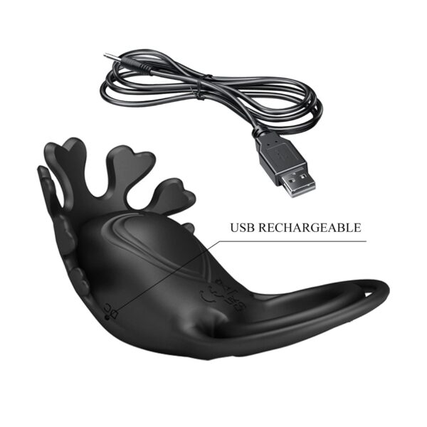 PRETTY LOVE   VIBRANT PENIS RING RUBEN Black, 7 vibration functions - obrazek 10