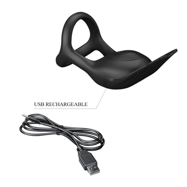 PRETTY LOVE   VIBRANT PENIS RING SILAS Black, 7 vibration functions - obrazek 10