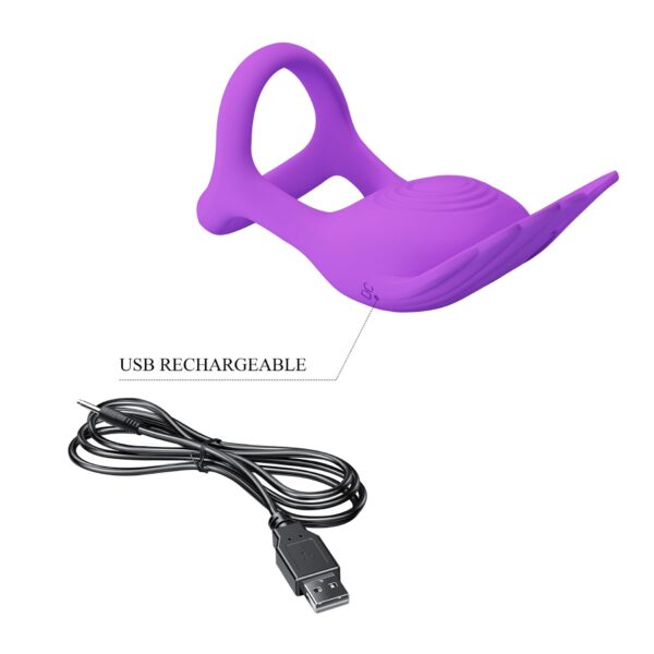 PRETTY LOVE   VIBRANT PENIS RING SILAS Black, 7 vibration functions - obrazek 10