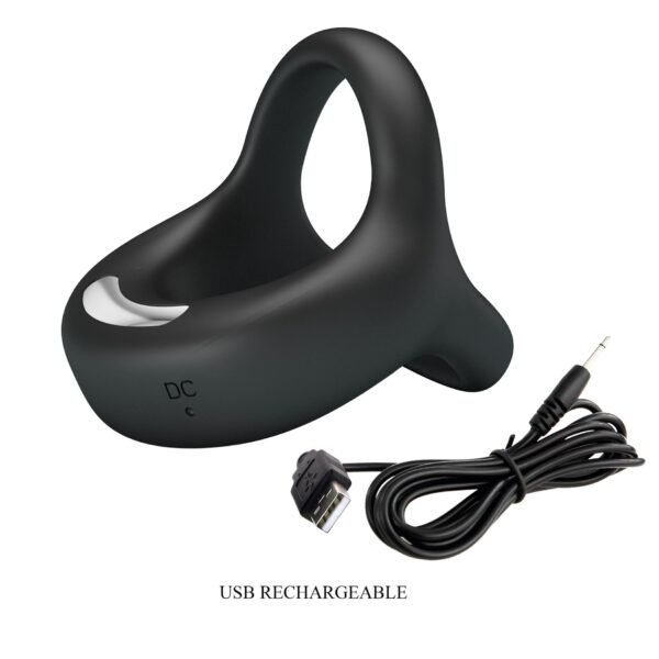 PRETTY LOVE   VIBRANT PENIS RING ELLIOTT Black, 10 vibration functions - obrazek 10