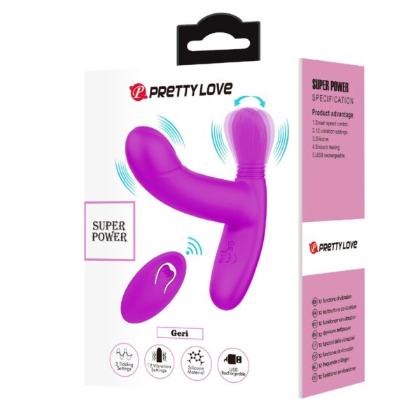 PRETTY LOVE   Geri Purple, 12 vibration functions 3 licking settings Wireless remote control - obrazek 10