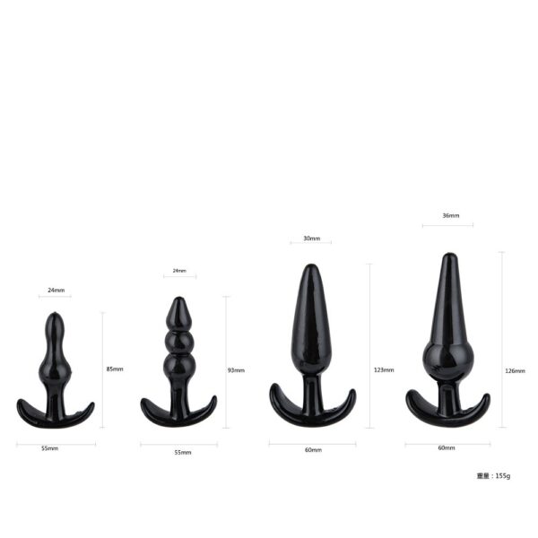 Plug Quatro Anal Plugs Starter Set  4 Pack Black - obrazek 10
