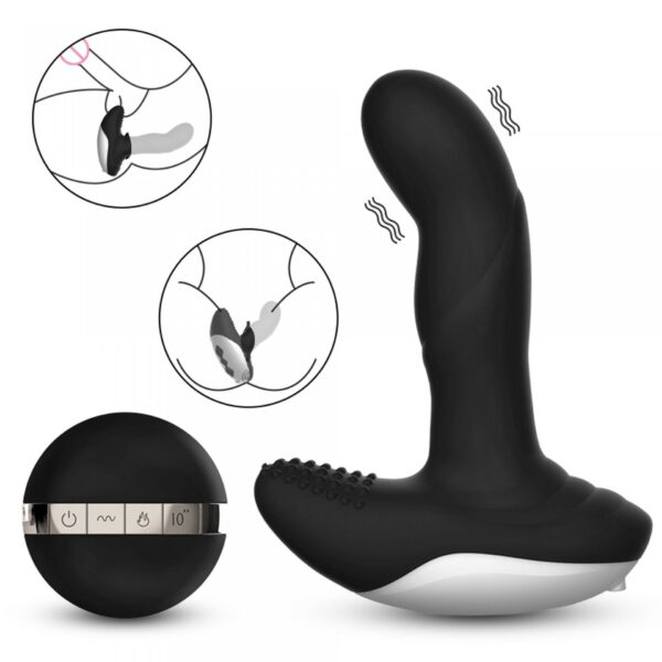 Wibrator Silicone Massager USB 7 Function + Pulsator / Heating BLACK - obrazek 10
