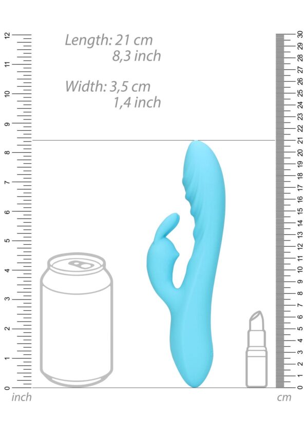 Ribbed Ultra Soft Silicone Rabbit Vibrator   Glacial Blue - obrazek 10