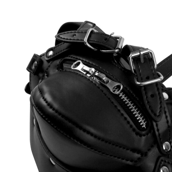 Head Harness with Zip up Mouth and Lock   Black - obrazek 10