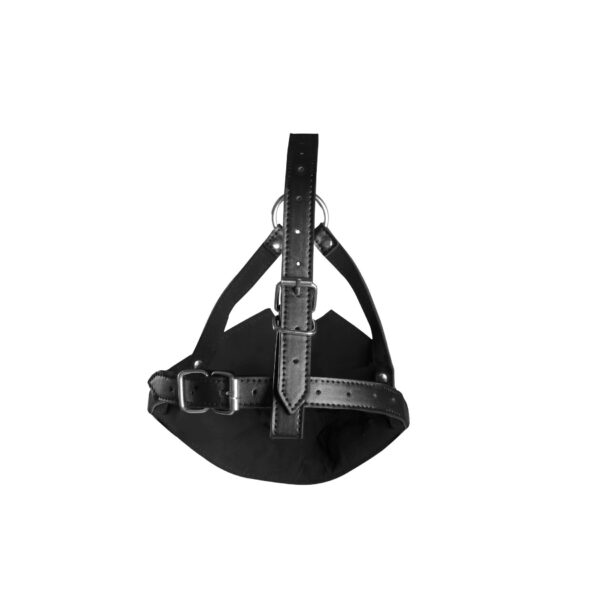 Head Harness with Mouth Cover and Solid Ball Gag   Black - obrazek 10