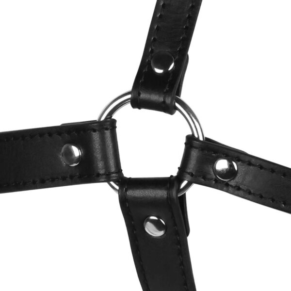 Head Harness with Breathable Ball Gag and Nose Hooks   Black - obrazek 10