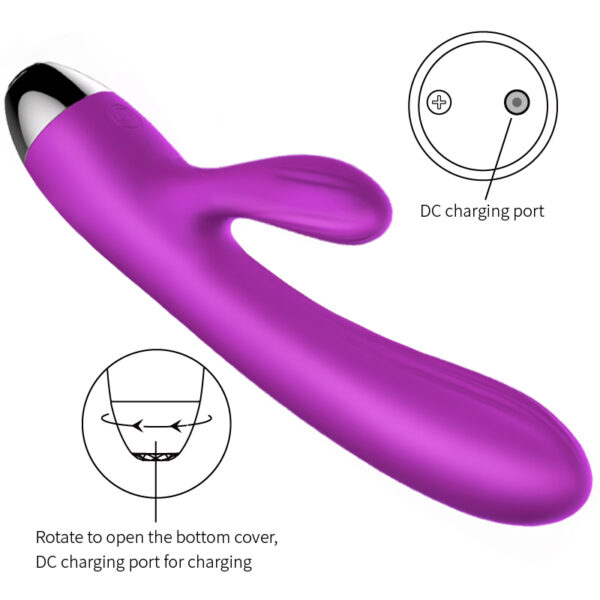 Wibrator Silicone Vibrator and Pulsator Purple USB 7+7 Function / Heating - obrazek 11