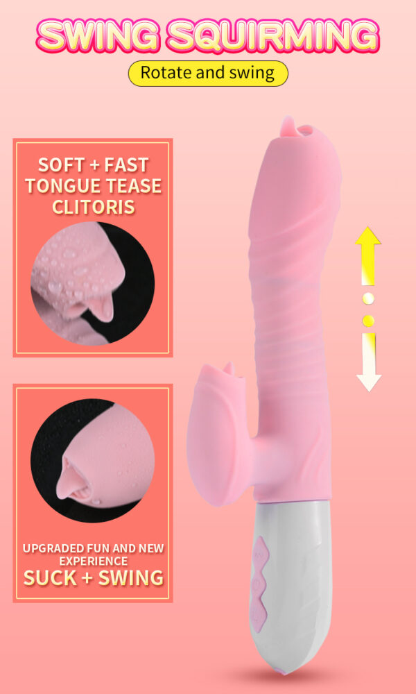 Wibrator Silicone Vibrator USB 7 Function and Thrusting Function / Heating, pink - obrazek 11