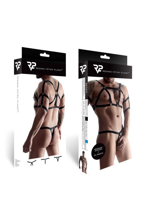 męski komplet z gumy: t shirt z ozdobami z tyłu i przodu, 2 pack stringi L/XL - obrazek 11