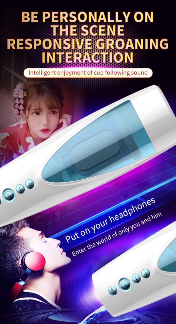 Masturbator Vibrating, Rotating and Flashing Masturbation USB 10+10 Function / Talk Mode - obrazek 11