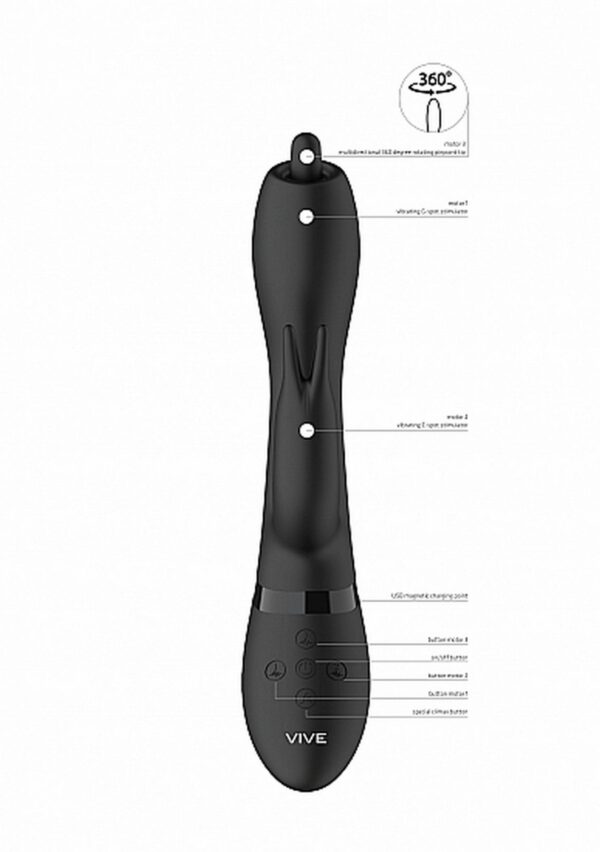 Nilo   Pinpoint Rotating G spot Rabbit   Black - obrazek 11