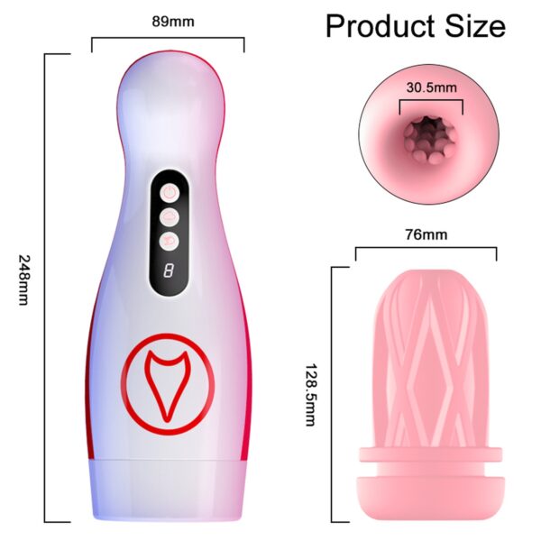 Masturbator   Vibrating  Masturbation Cup , 7 Suction Power, 7 Vibration Setting - obrazek 11