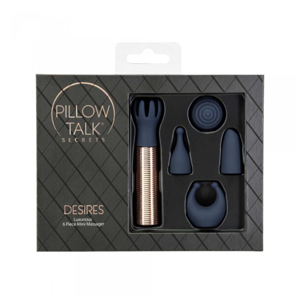 Pillow Talk   Secrets Choices 6 Piece Mini Massager Set Navy Blue/Rose Gold - obrazek 11