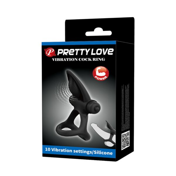 PRETTY LOVE   VIBRATION COCK RING Black, 10 vibration functions - obrazek 11