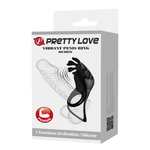 PRETTY LOVE   VIBRANT PENIS RING RUBEN Black, 7 vibration functions - obrazek 11