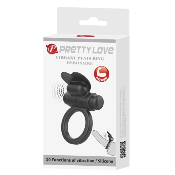 PRETTY LOVE   VIBRANT PENIS RING DEBONAIRE Black, 10 vibration functions - obrazek 11